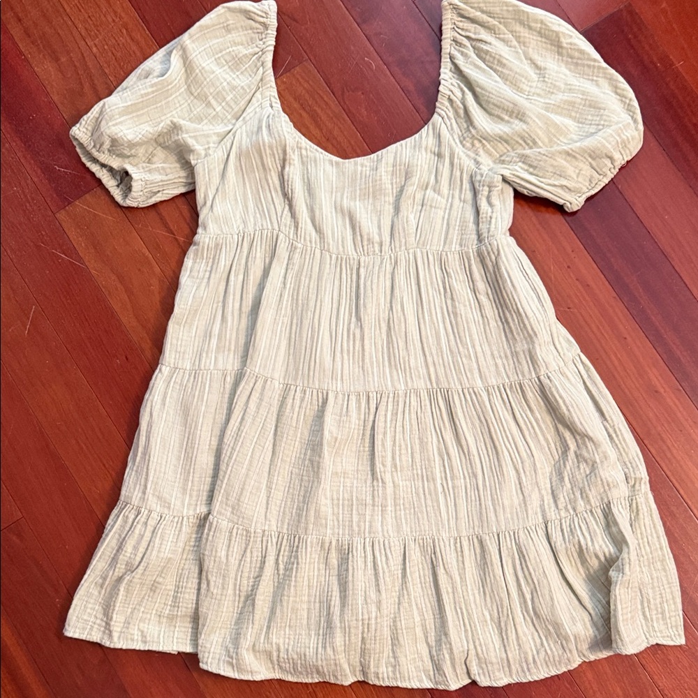 Every Light Green and White Textured Mini Dress Size M